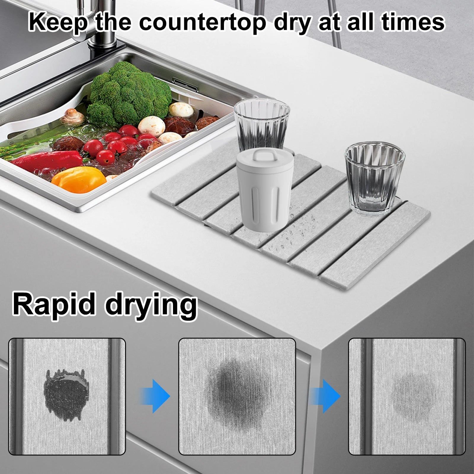 Foldable Stone Kitchen Drying Mat